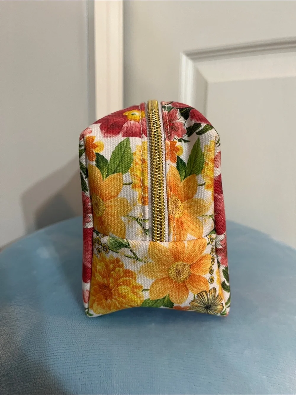 Punch Studio Colorful Floral Stripe Cosmetic Bag NWT